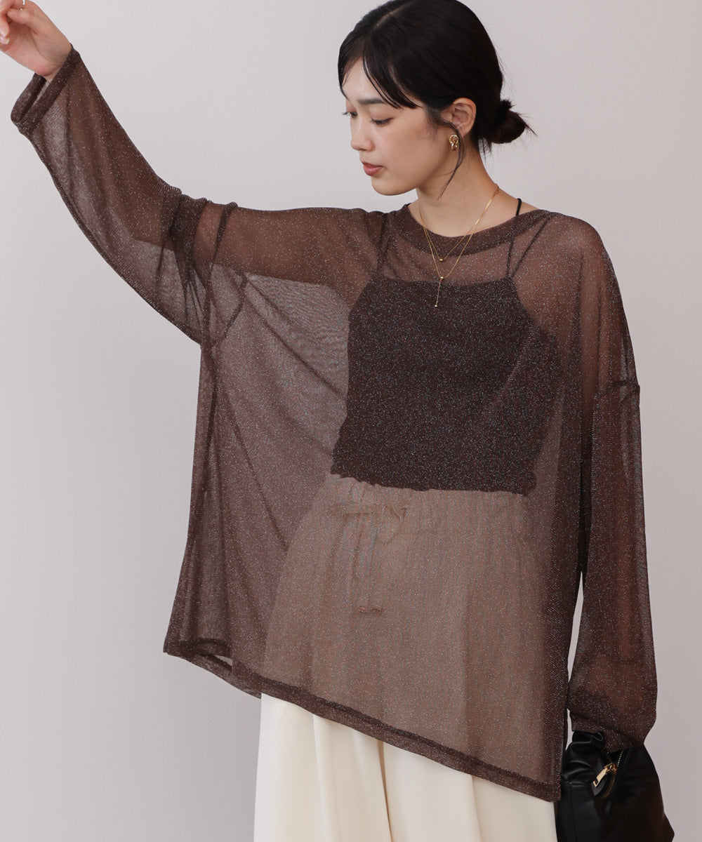 オーバーサイズラメシアートップス