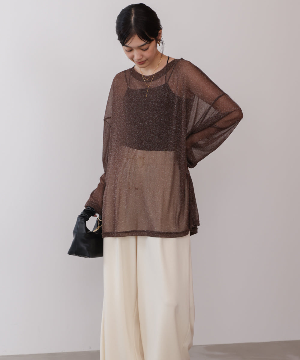 オーバーサイズラメシアートップス