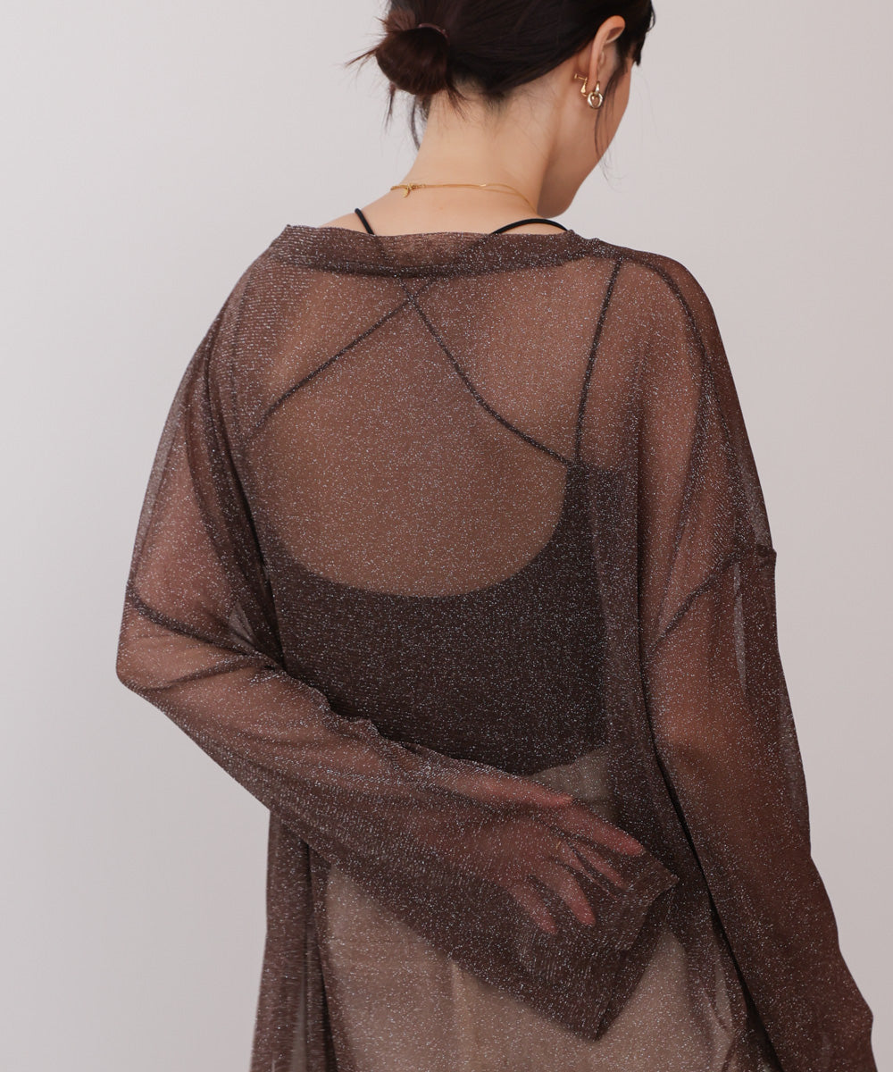 オーバーサイズラメシアートップス