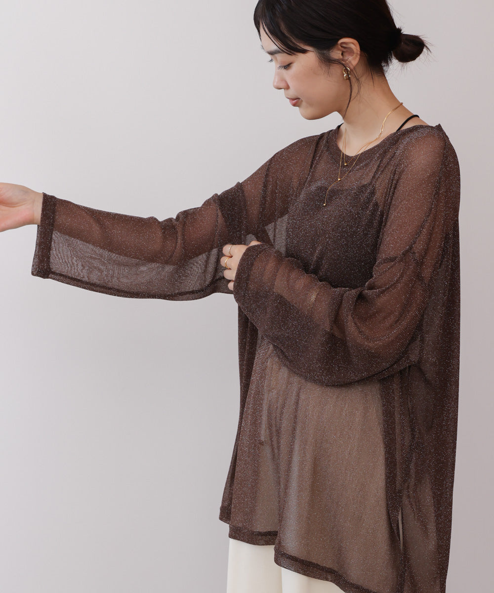 オーバーサイズラメシアートップス