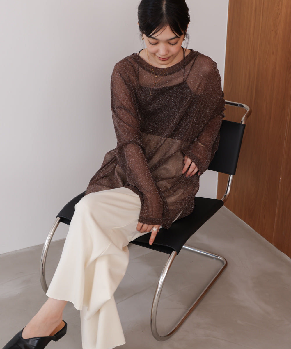 オーバーサイズラメシアートップス