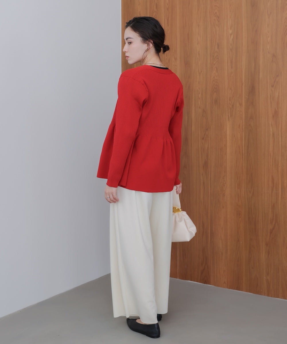 軽量ペプラムニットカーディガン