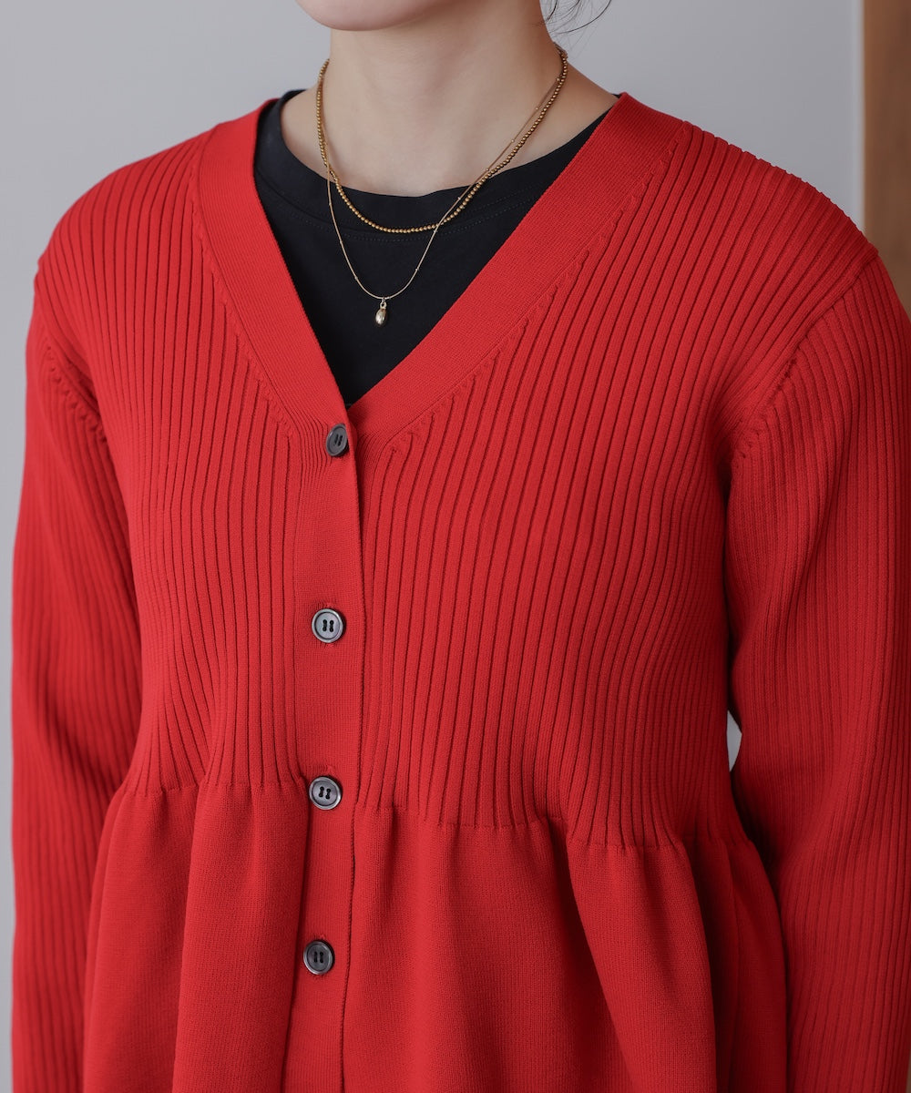 軽量ペプラムニットカーディガン