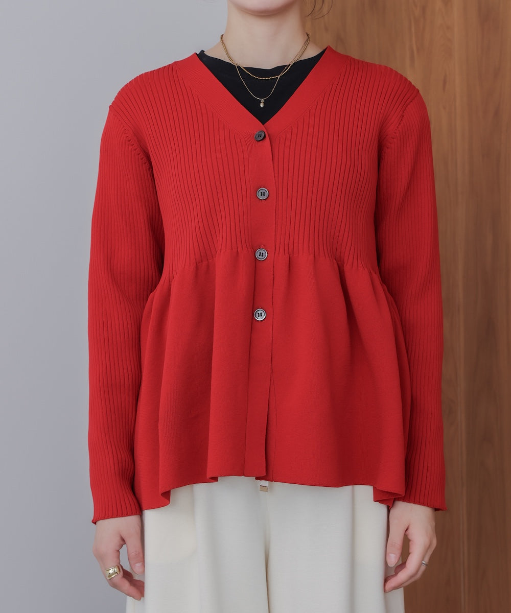 軽量ペプラムニットカーディガン