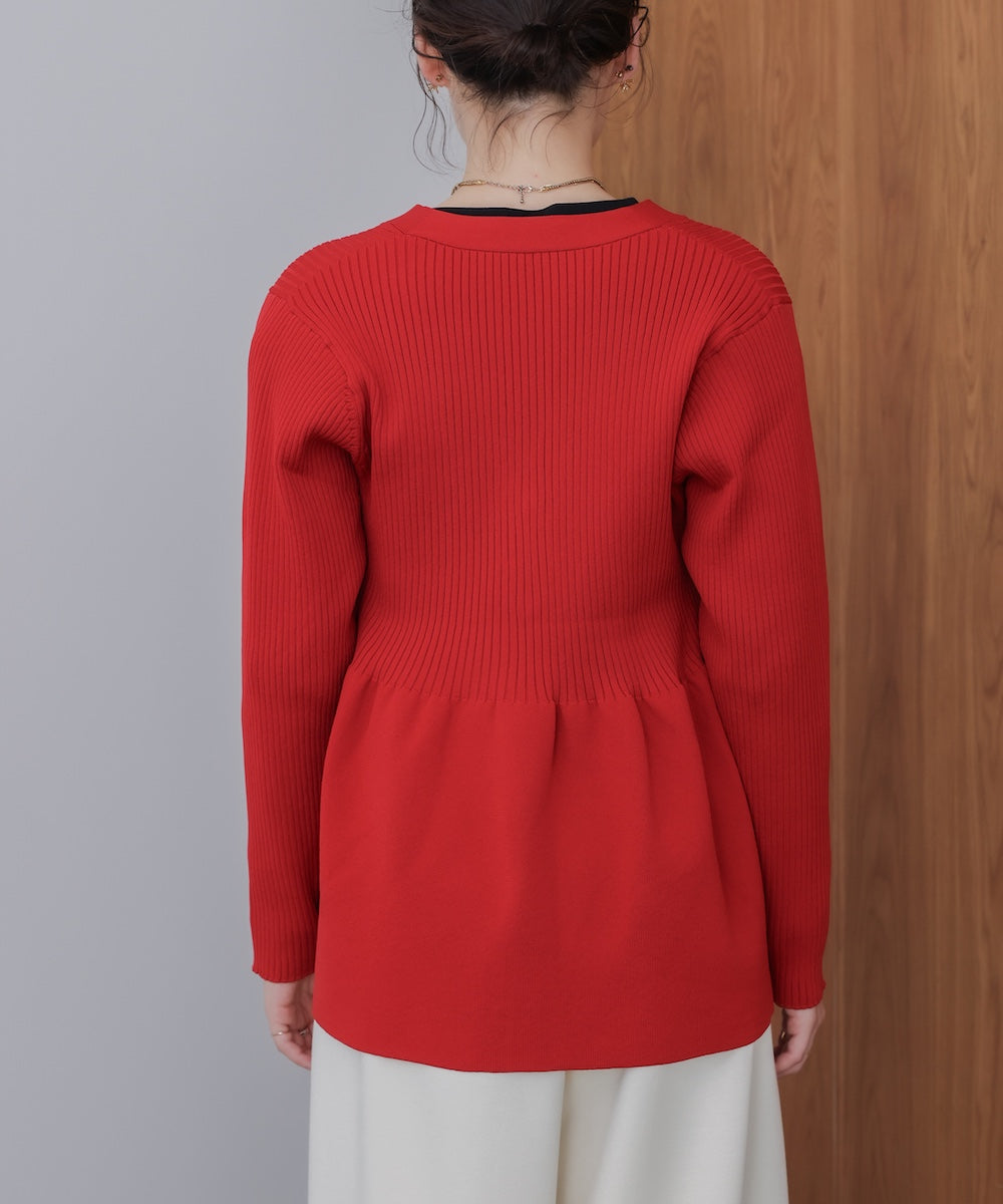 軽量ペプラムニットカーディガン