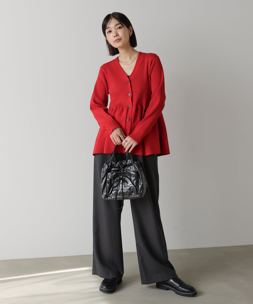 軽量ペプラムニットカーディガン