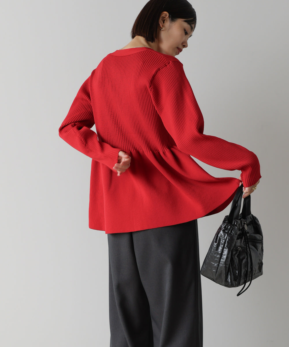 軽量ペプラムニットカーディガン