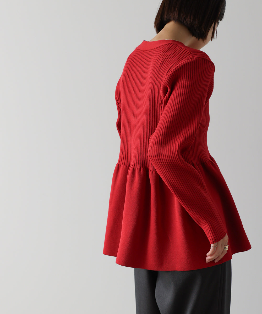 軽量ペプラムニットカーディガン