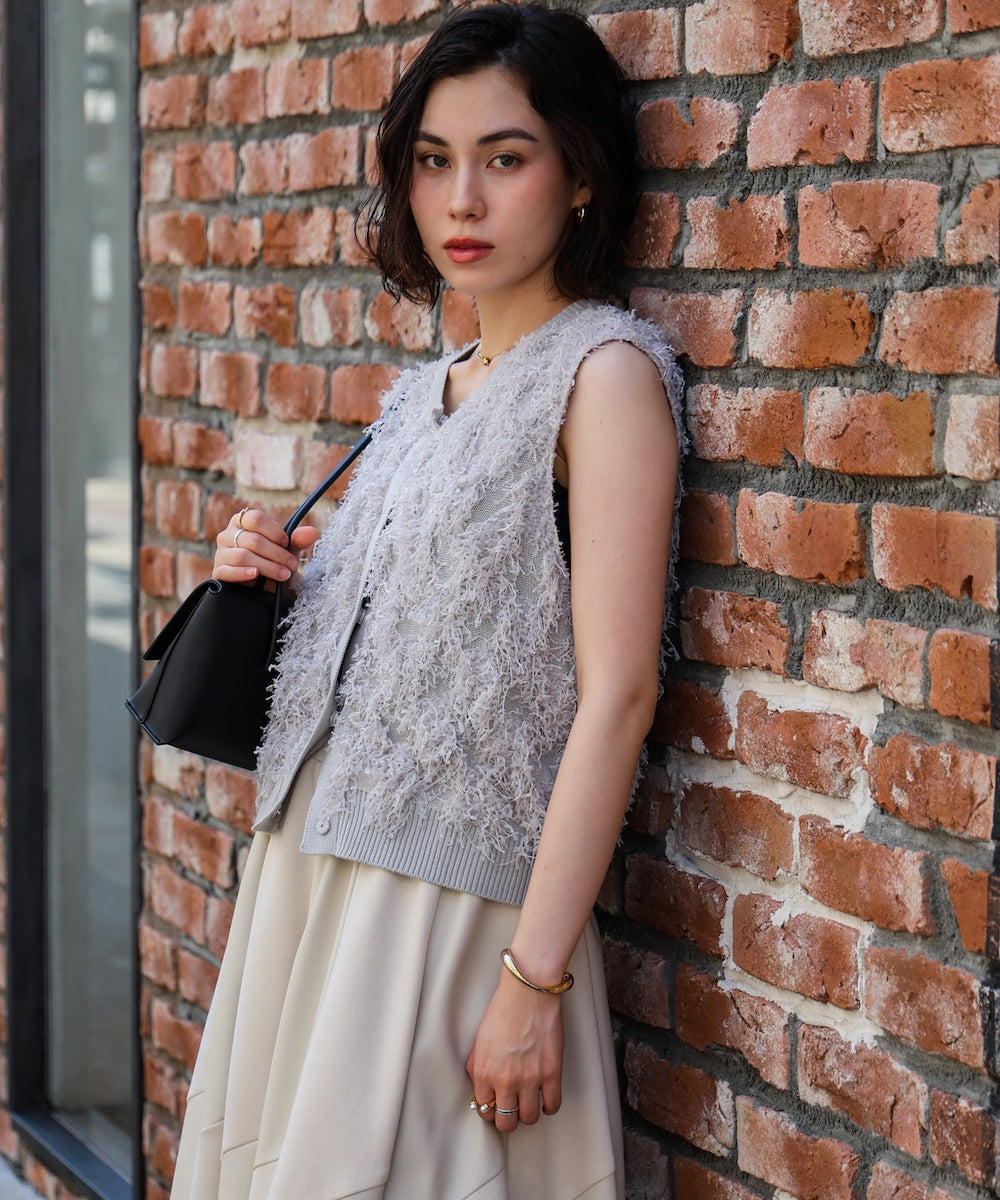 ジャガードフリンジニットベスト