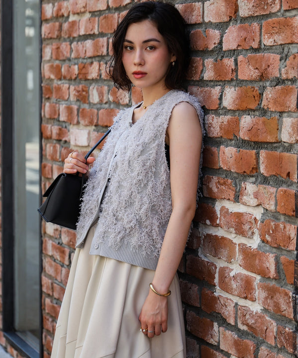 ジャガードフリンジニットベスト