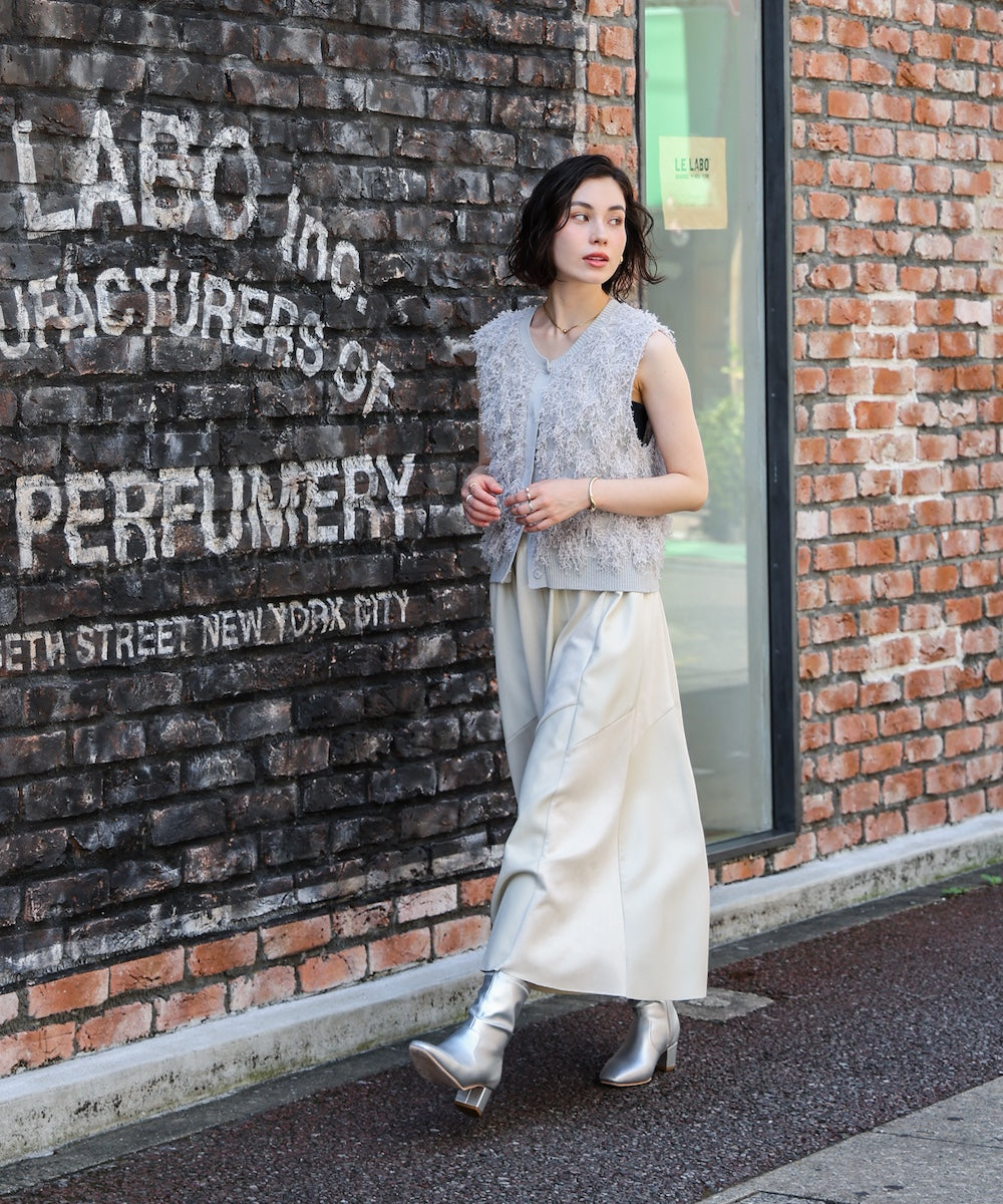 ジャガードフリンジニットベスト