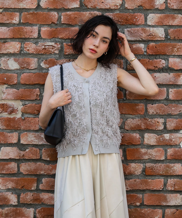 ジャガードフリンジニットベスト