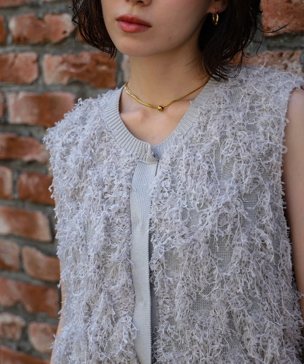 ジャガードフリンジニットベスト