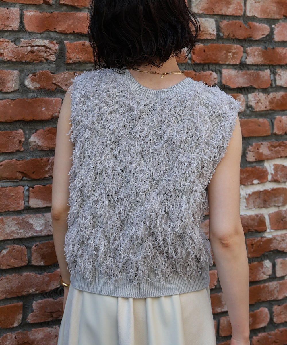 ジャガードフリンジニットベスト