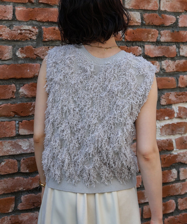 ジャガードフリンジニットベスト