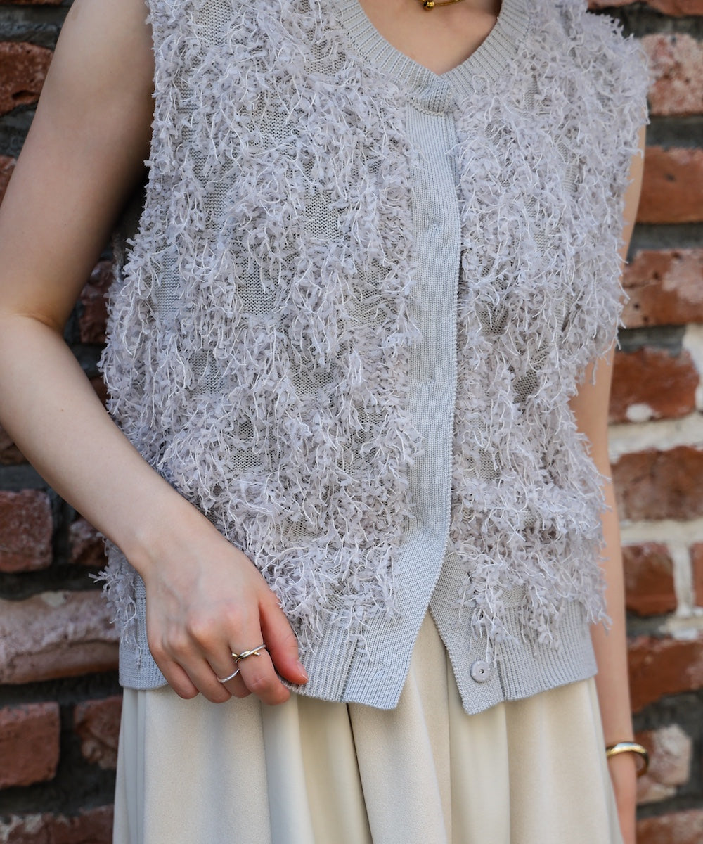 ジャガードフリンジニットベスト