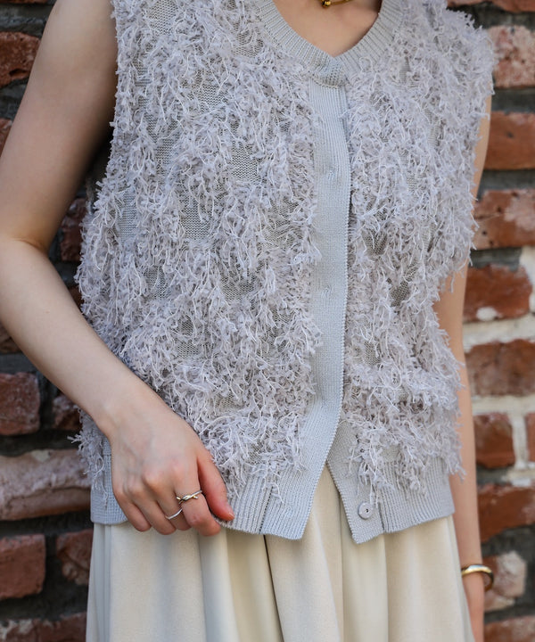 ジャガードフリンジニットベスト