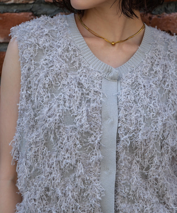 ジャガードフリンジニットベスト