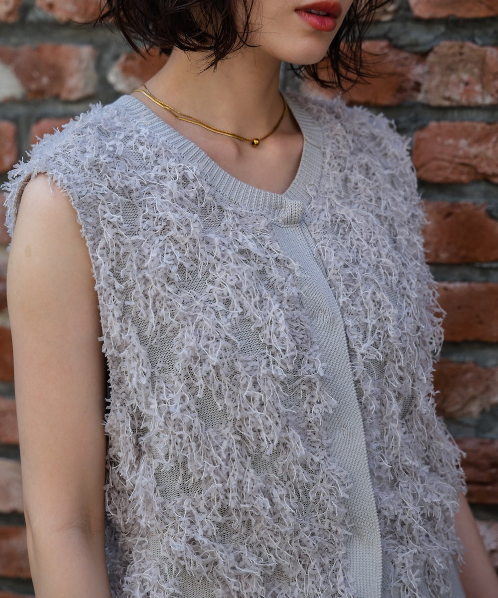 ジャガードフリンジニットベスト