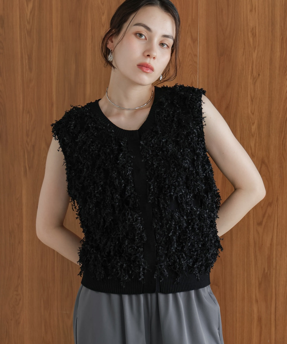 ジャガードフリンジニットベスト