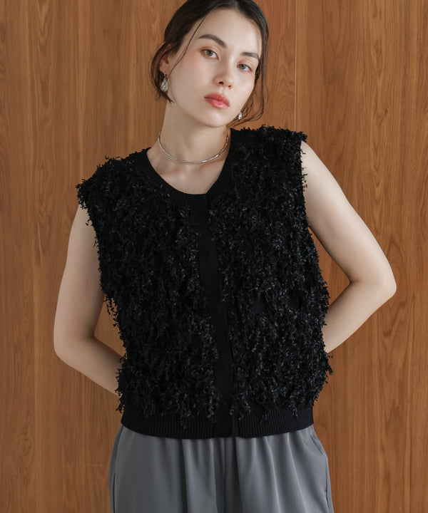 ジャガードフリンジニットベスト