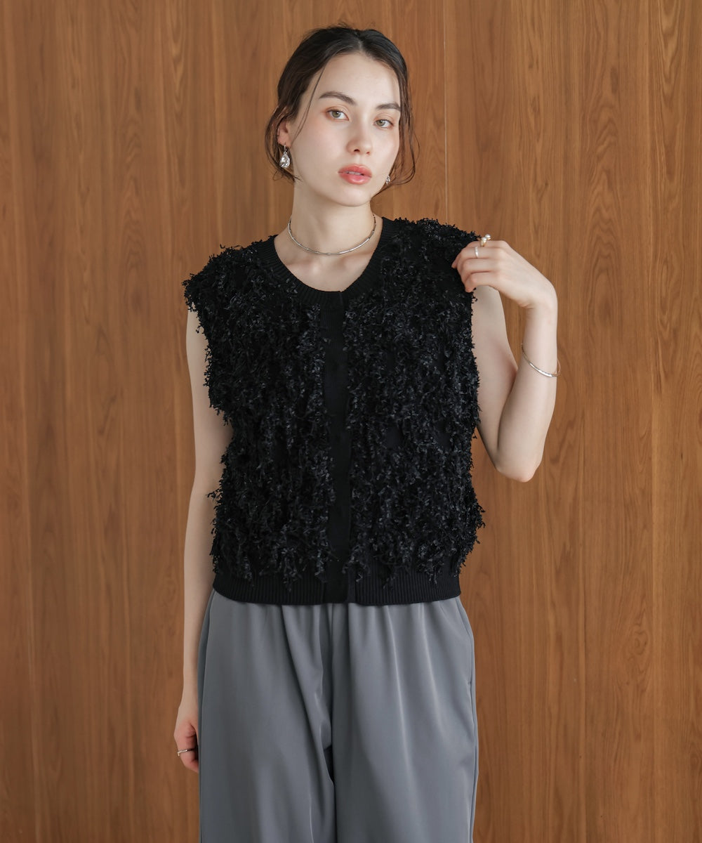 ジャガードフリンジニットベスト