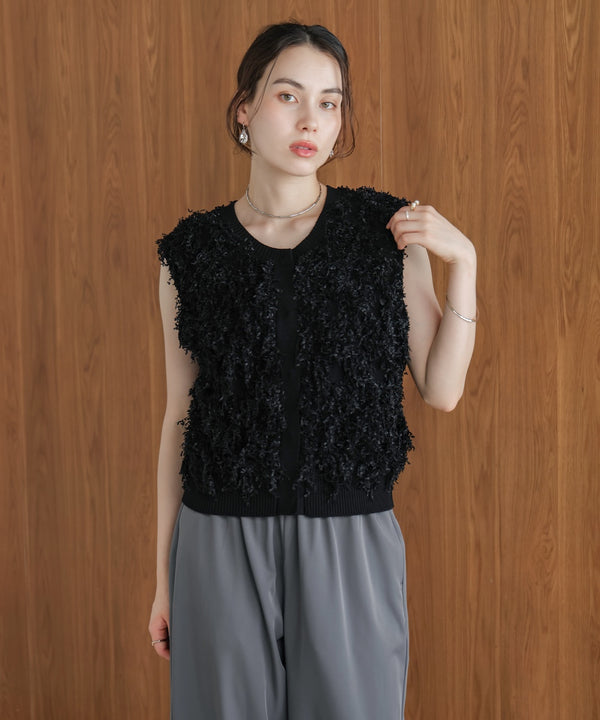 ジャガードフリンジニットベスト