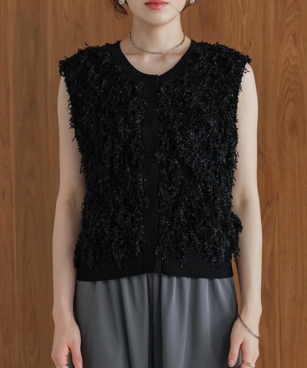 ジャガードフリンジニットベスト