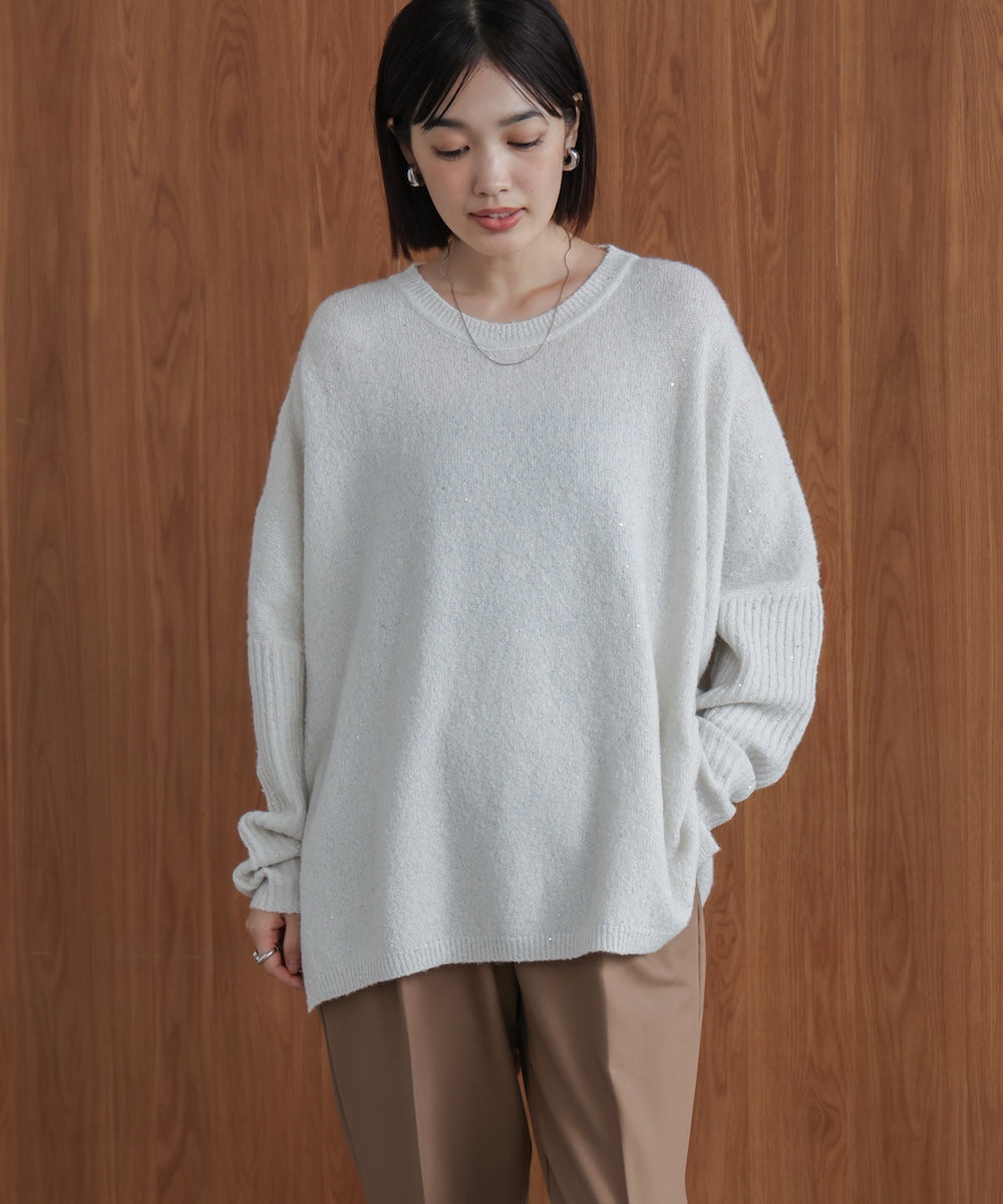 スパンコールドルマンニットリブ