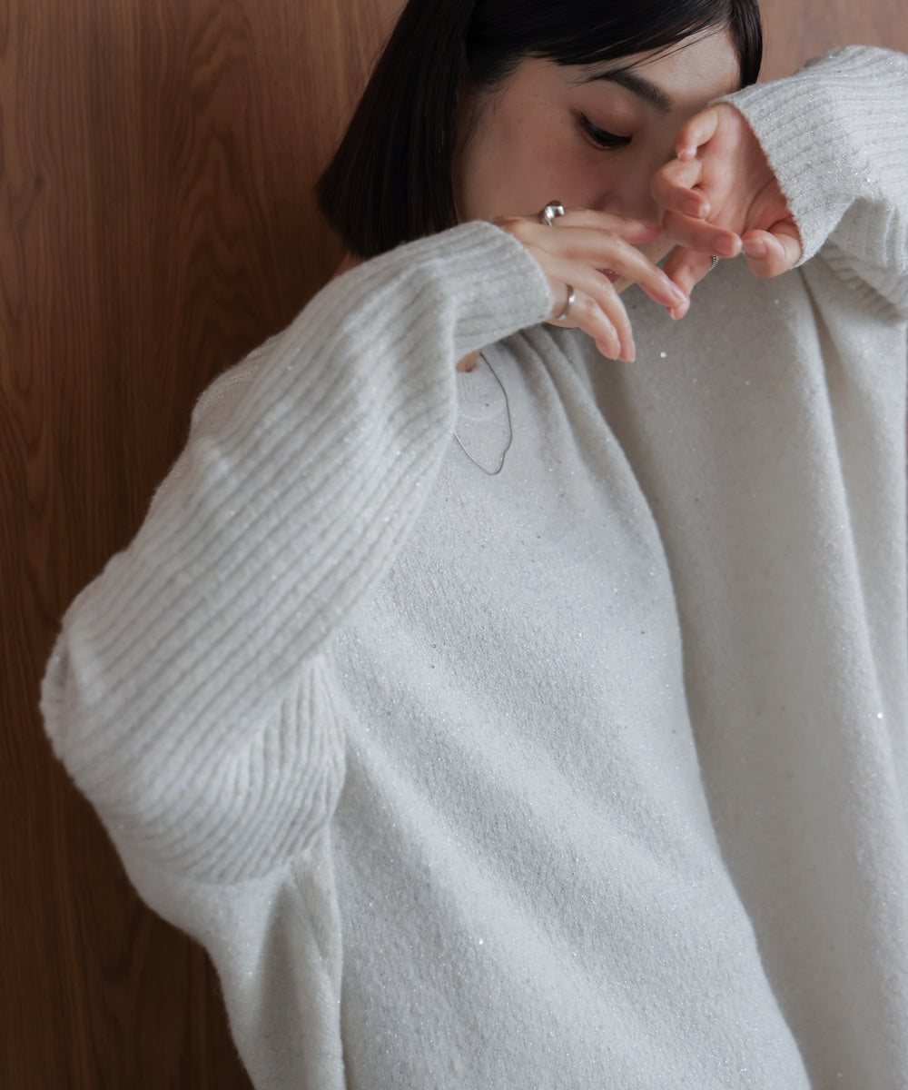 スパンコールドルマンニットリブ