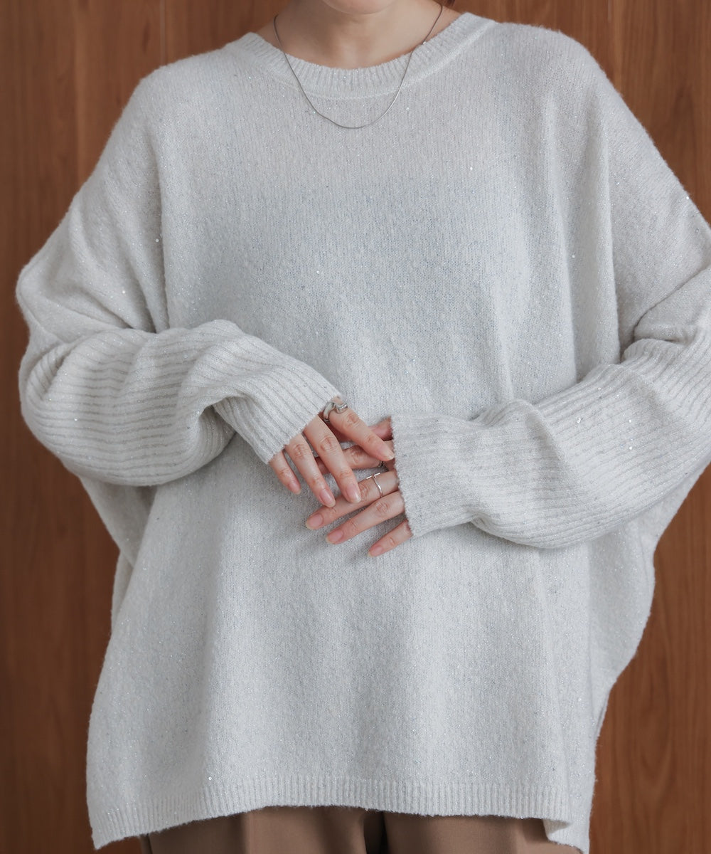 スパンコールドルマンニットリブ