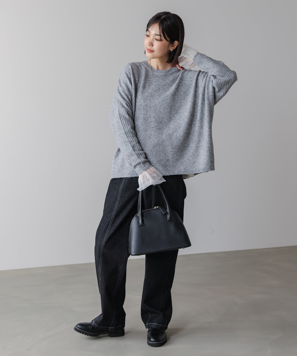 スパンコールドルマンニットリブ