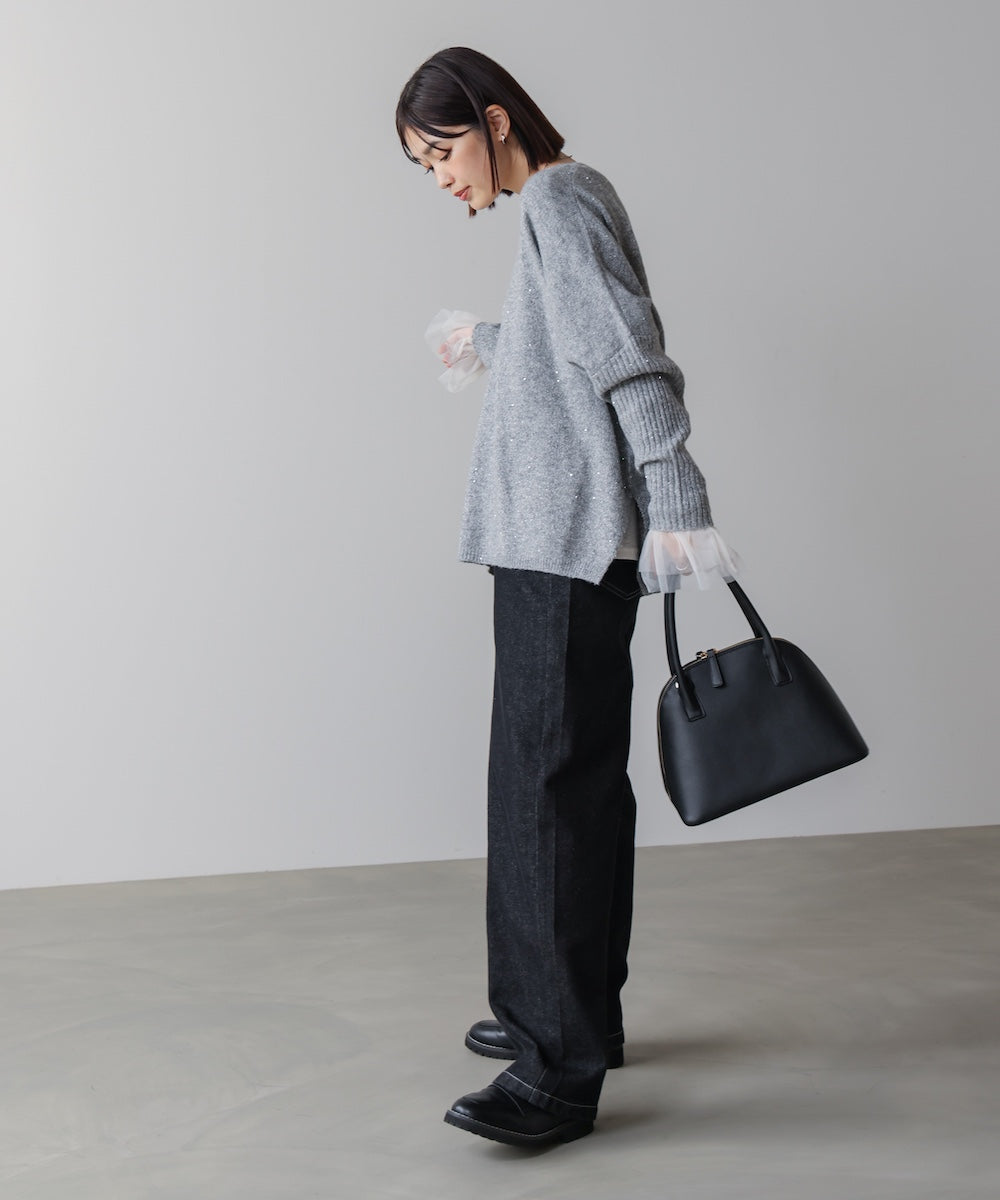 スパンコールドルマンニットリブ