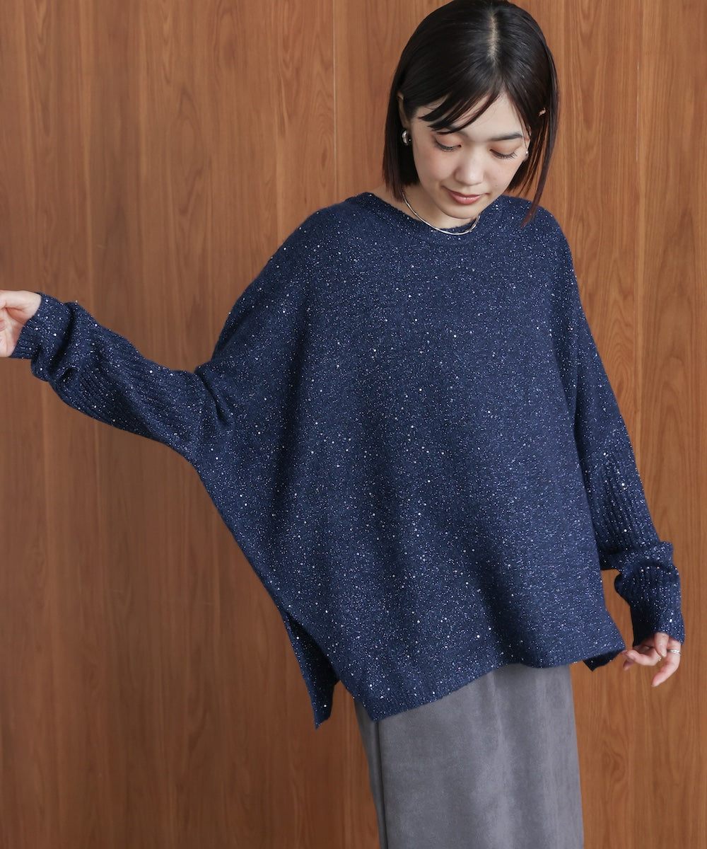 スパンコールドルマンニットリブ