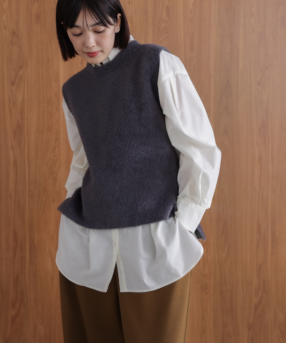 ダブルフェイスフェザースリットベスト