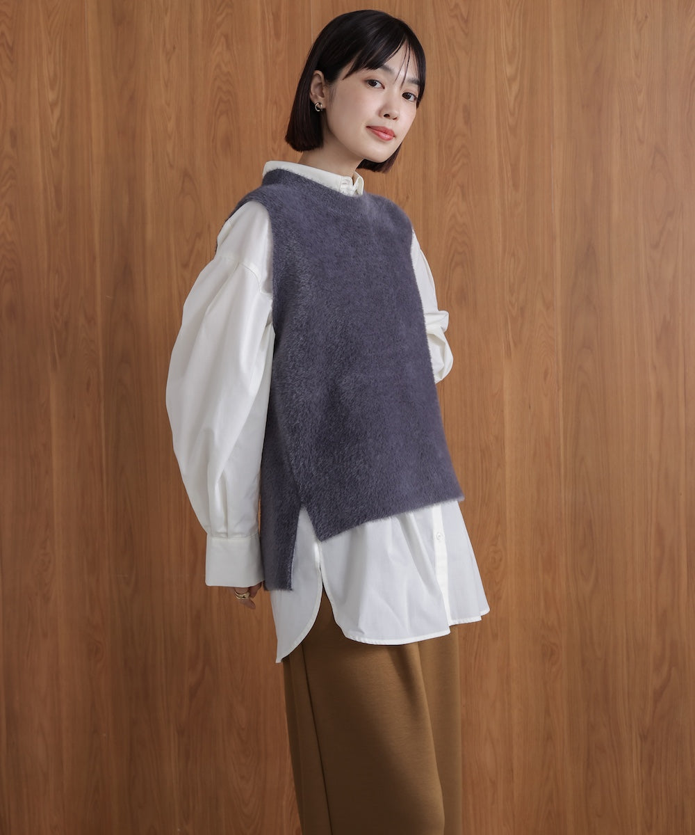 ダブルフェイスフェザースリットベスト