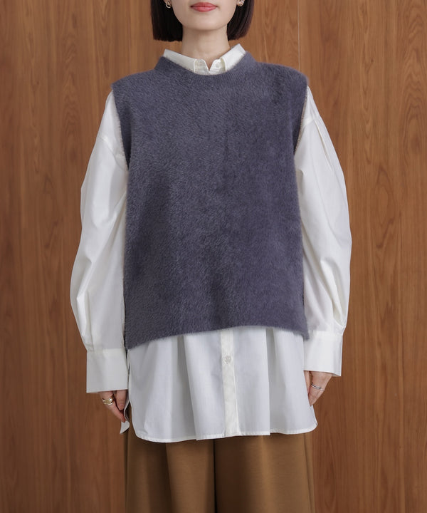 ダブルフェイスフェザースリットベスト