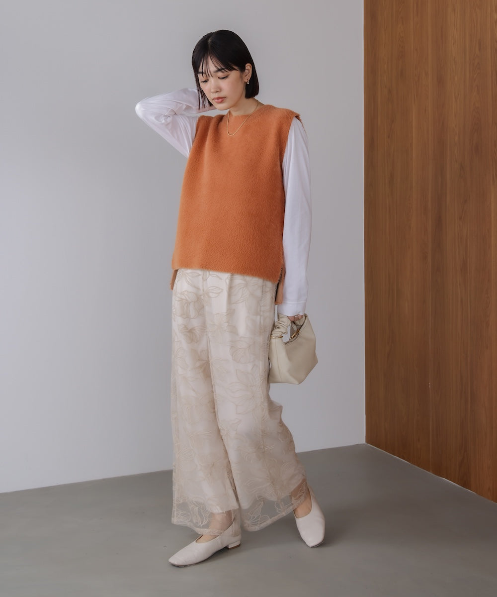 ダブルフェイスフェザースリットベスト