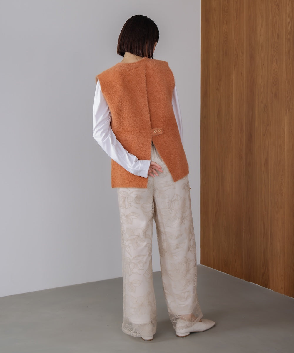 ダブルフェイスフェザースリットベスト