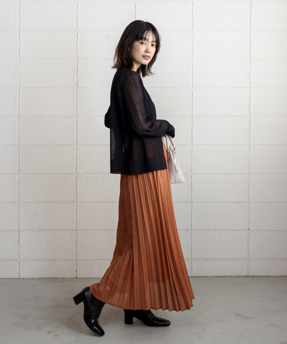 レザーライクチンツ加工スカート