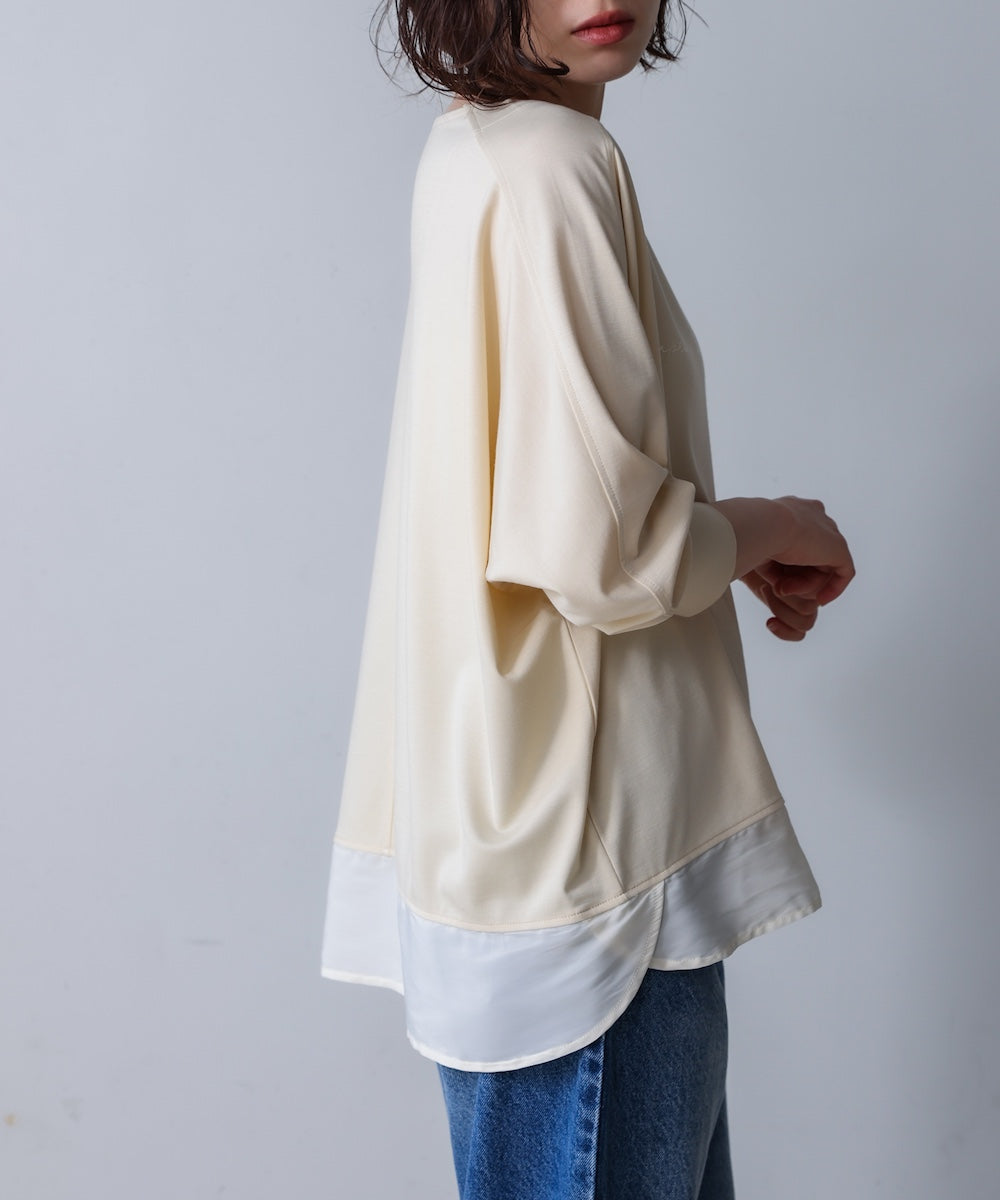 異素材ヘムドルマンプルオーバー