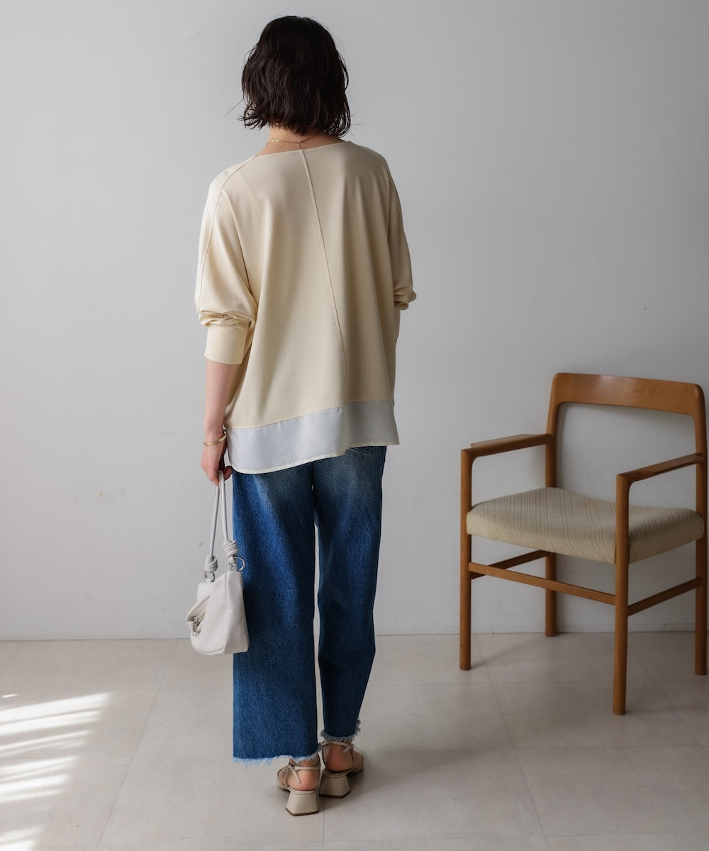 異素材ヘムドルマンプルオーバー