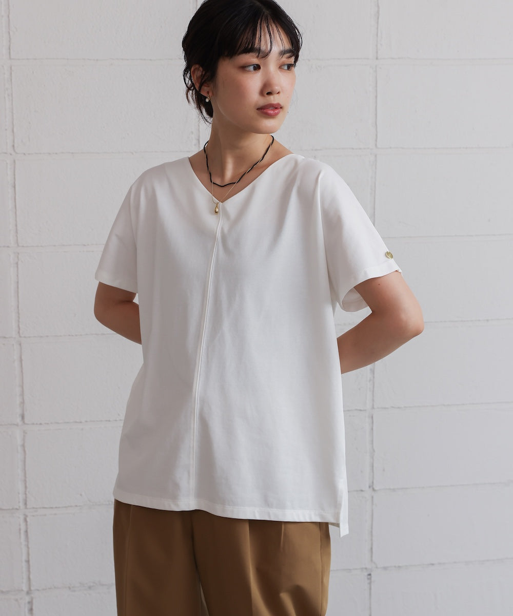 汗染み防止首元スッキリVネックTシャツ