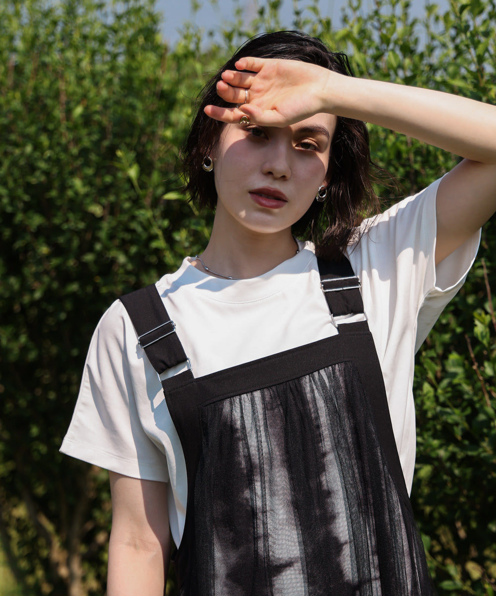 汗染み防止モックネックビューTシャツ