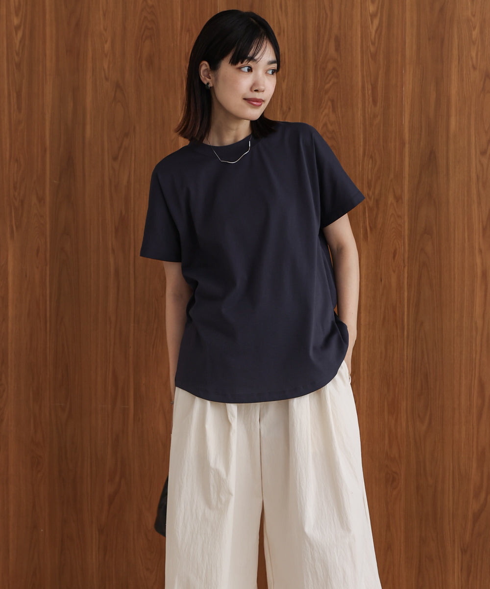 汗染み防止モックネックビューTシャツ