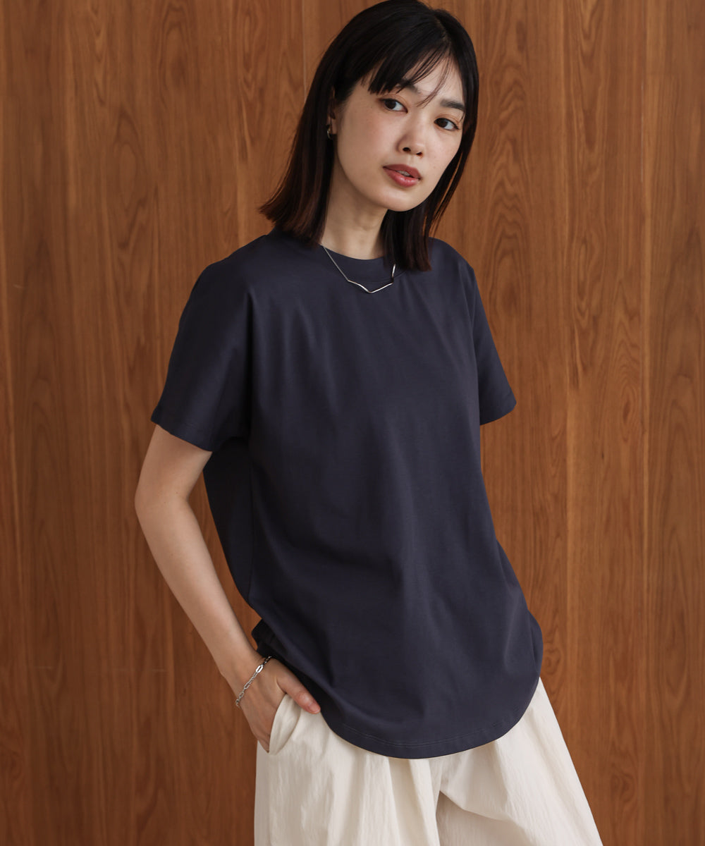 汗染み防止モックネックビューTシャツ