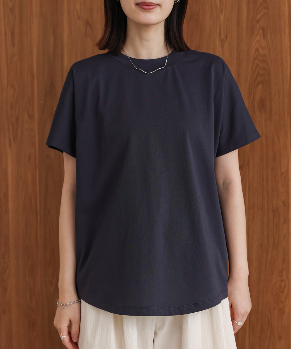 汗染み防止モックネックビューTシャツ