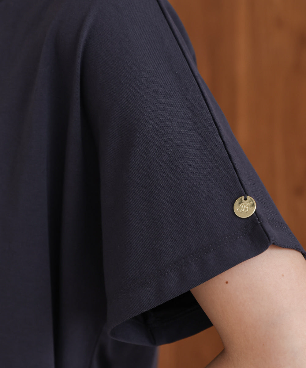 汗染み防止モックネックビューTシャツ