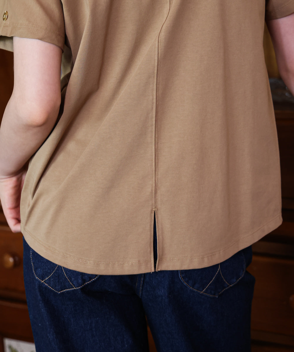 汗染み防止モックネックビューTシャツ