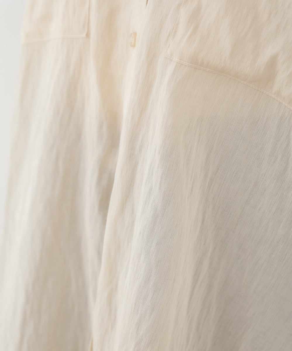 ワイドカフスワンポイント刺繍シアーシャツ